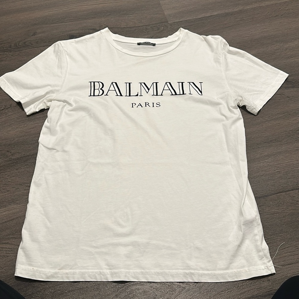 Balmain White Short Sleeve Logo T-Shirt